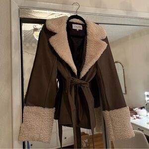 Emory Park Brown Teddy Jacket with Cream Trim